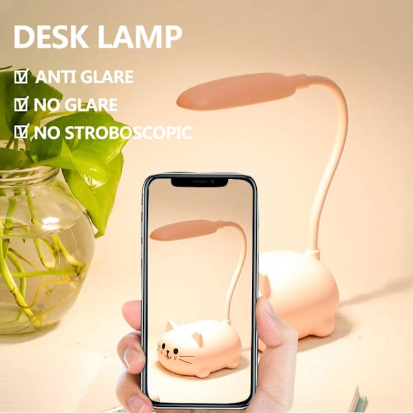 Børnelampe, LED Skrivebordslampe til Børn, Trådløs Opladning Student Learn-X71-