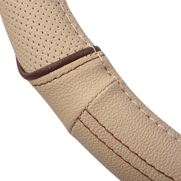 Färg Piping Läder Universal Rattmuff, Passar 14,5-15 Tum Olika Fordon SUV, Bilar (Beige)