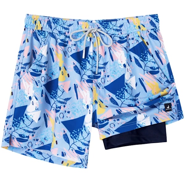 SURFCUZ badbyxor med kompressionsfoder, stretchbadshorts Ljusblå-FQ5- Light Blue M