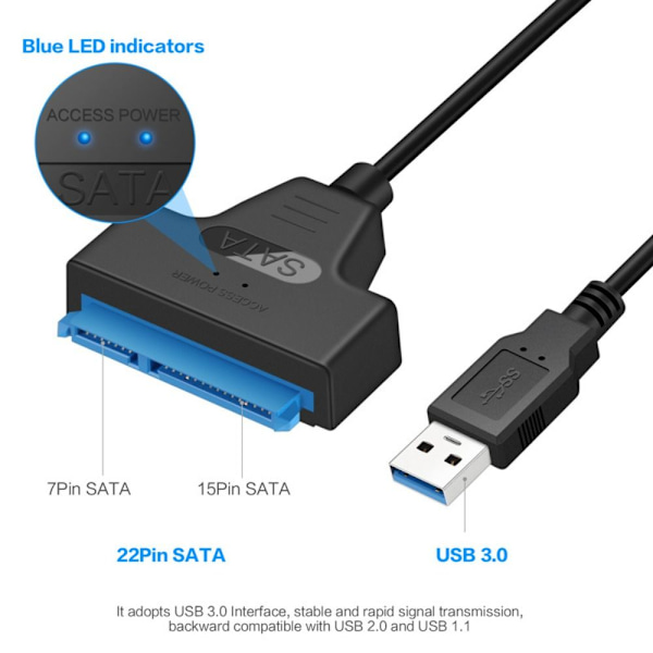 Adapterkabel USB 3.0 til SATA 2.0 20CM