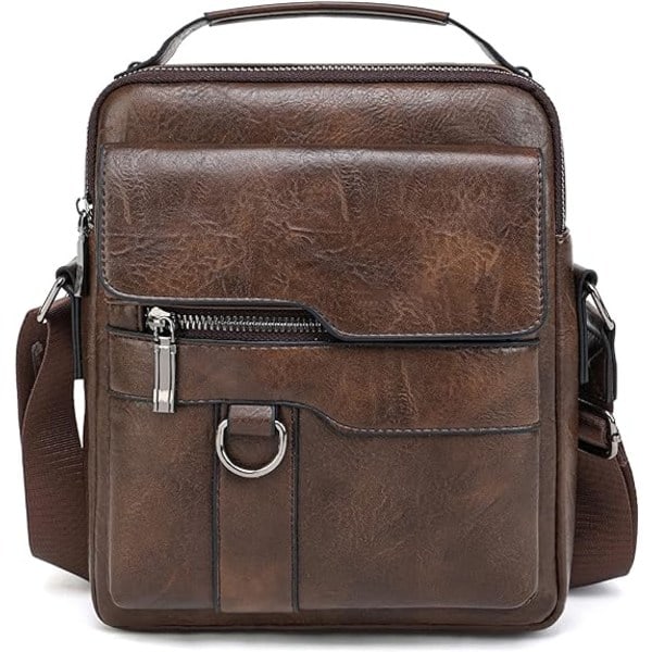 Messenger Bag för män, axelväska, vintage läder, vertikal, bärbar affärsväska, avslappnad läderväska, messenger bag för män-FQ3-