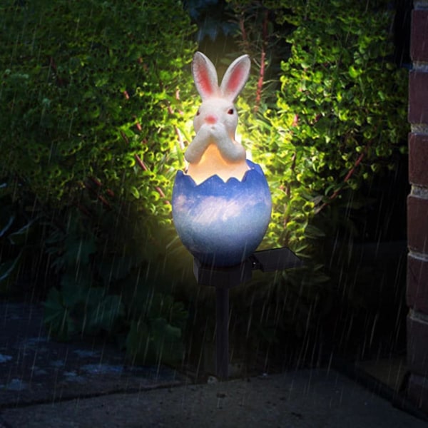 Solcellelamper Utendørs Hage Dekorativ Solcelle LED Kanin og Egg-X71-