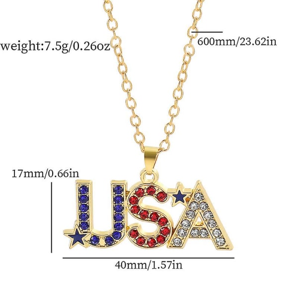 American Flag Patriotic Necklace Smycken - Usa Flag Heart Map Star And Letter-usa Hänge Halsband Presenter För Män Pojkar Kvinnor style 7