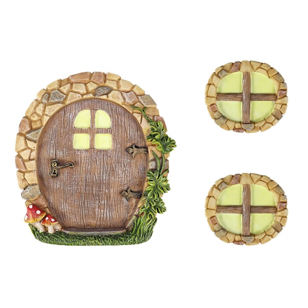 3 st Miniatyrfönster och dörr, miniatyr älvdörrar och fönster, miniatyrfönster och dörr, träddekoration för trädgård, trädgårdskonstdekoration - X72 -