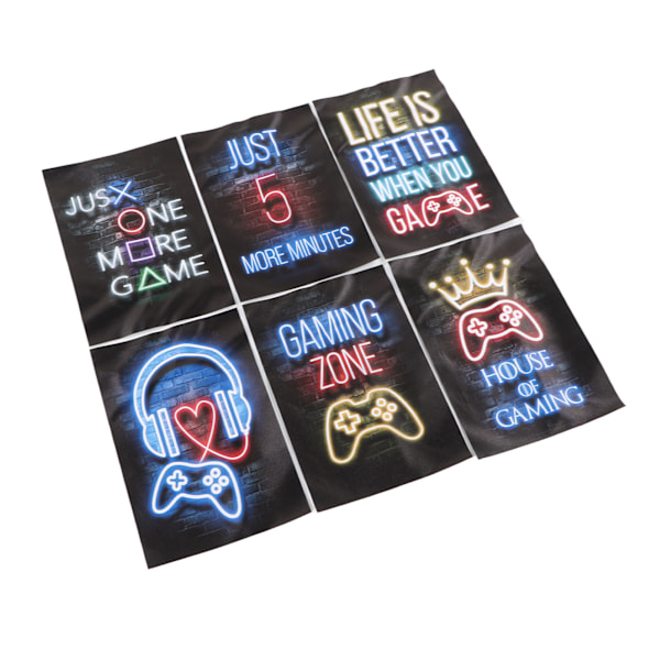 6st Neon Gaming Posters 20x30 cm Färgglada Spelrum Canvas Väggdekor för Pojkrum