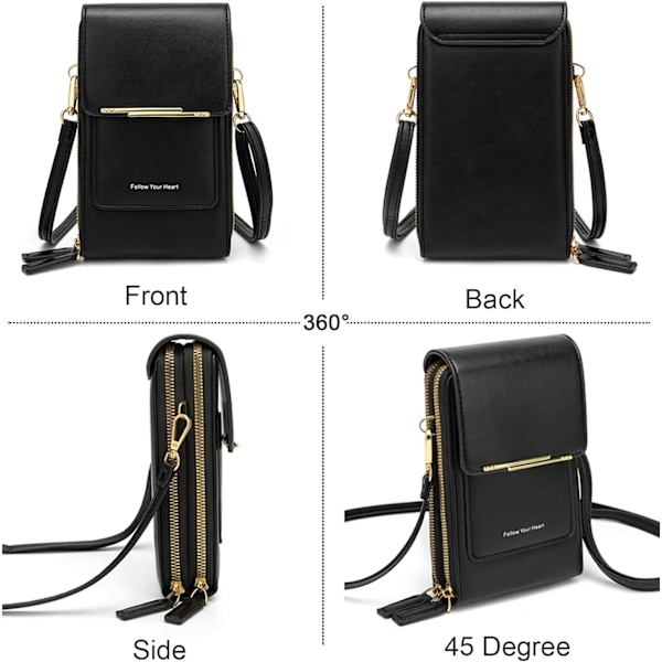 Damer Crossbody Telefonveske Mobil Lommebok Veske PU Lær Crossbody Rem Multi Lommer Justerbar Skulderrem