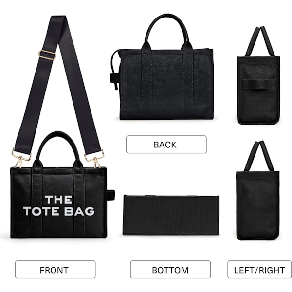 Canvas Tote Bag for kvinner - Tykk canvasveske med glidelås og skulderstropp for arbeid, skole, reise og shopping-X72-