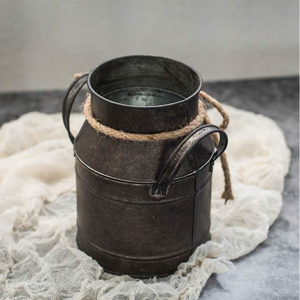 Vintage Kukkaruukku Rauta Kukkaruukku Maitokannu Maalaistyylinen Sisustus-X71-