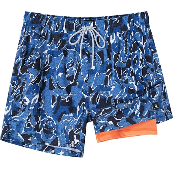 SURFCUZ badbyxor med kompressionsfoder, stretchbadshorts Blue-FQ5- Blue XL