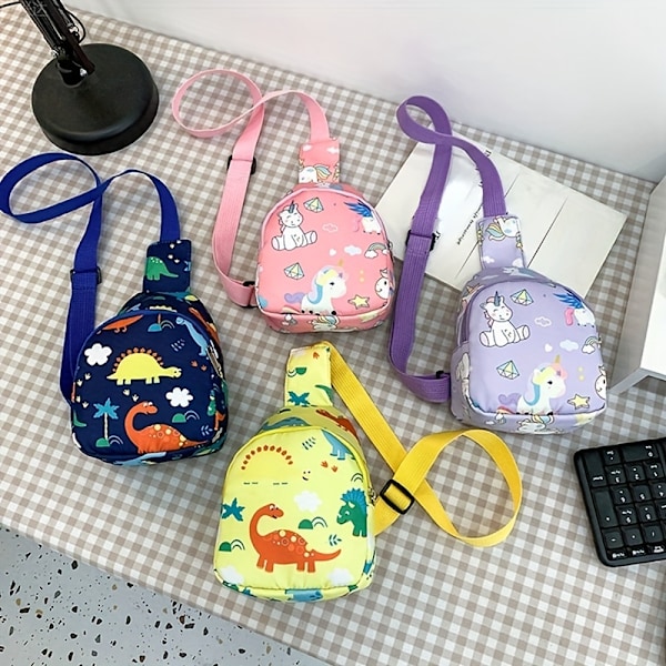 Fashion Barn Cross Body Väska Söt Trend Axelväska Dragkedja Väska Cartoon Dinosaur Tryck Bar