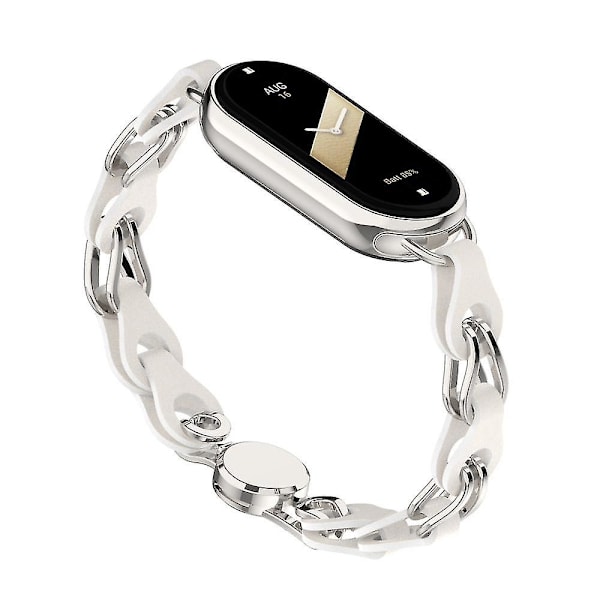 För Xiaomi Smart Band 8 Magnetiskt Armbandsur Äkta Koläder + Armband i Aluminiumlegering