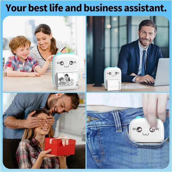 Mini Bluetooth-printer 200 dpi Etiketprinter med 11 ruller