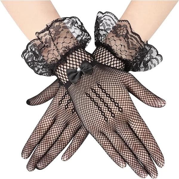 Korte blondehandsker til kvinder Elegante blomstrede blondehandsker satinhandsker til bryllupsmiddage 1920'er opera