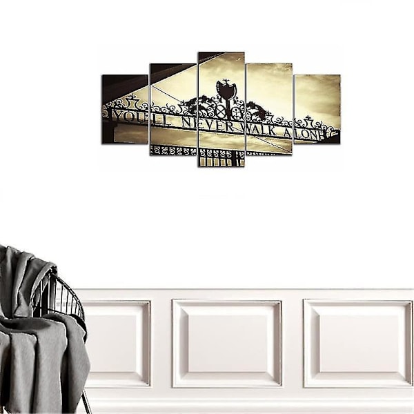 5 Panel Anfield Stadium Trykk Canvas Kunst Vegg Urammede Malerier for Stue Veggbilde 30X45 30X60 30X75