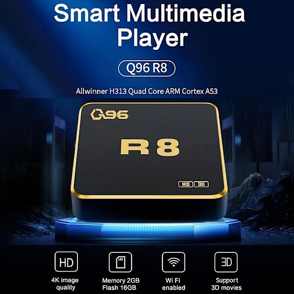 Q96 R8 TV-box Android 10 Iptv Allwinner H313 Quad Core 2.4g 5g Dual Wifi Uhd Hdr10 4k Mediaspelare H. 265 8gb 128gb Hem