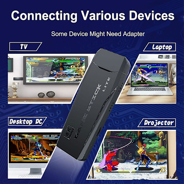 Retro 20000+ 4k HDMI TV Videospill Stick Retro Spillkonsoll med 2 Trådløse Kontroller 4k Spill Stick