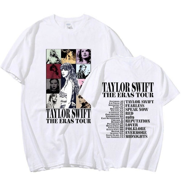 Kvinnor Män Taylor Swift The Eras Tour Printed T-shirt Kortärmade Toppar Presenter S White