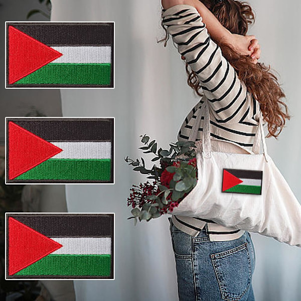 3X Palestina broderad flagga lapp strykjärn/sy på kläder Palestina