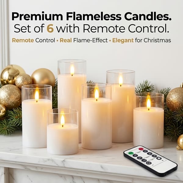 LED Flammefritt Lys med Fjernkontroll og Timer for Hjemmedekorasjon 6+2pcs Remote