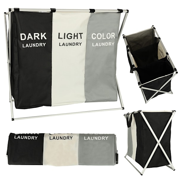 Foldable Laundry Basket with 3 Compartments – 135 Liters