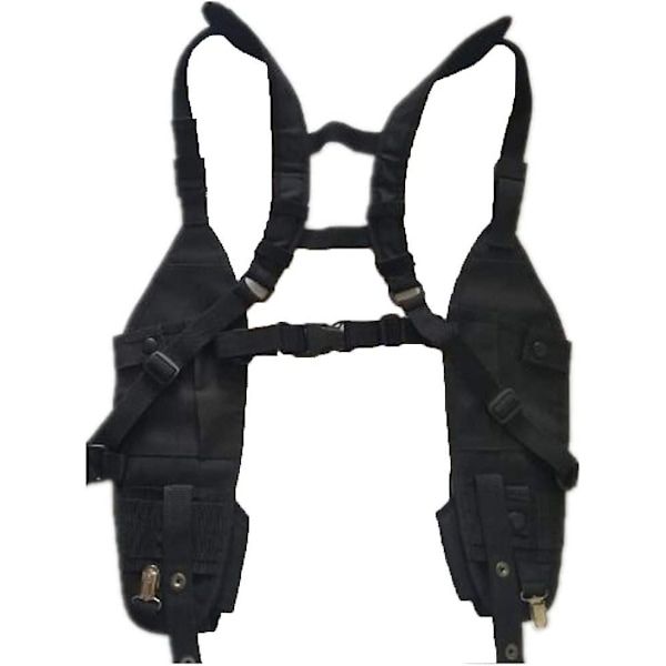Radioholster, bröstholster, radiobröstsele, bärbar radiosele, dubbel radioaxelsele holsterröstfäste för Polis Brandman Två