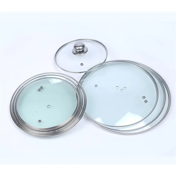 Rostfritt stål Tjockt Transparent Härdat Glas Lock lock Soppgryta Kastrull Stekpanna Wok Lock Med Knopp Kök Spis Del 26cm