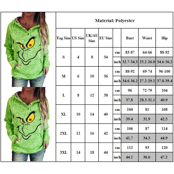 Grinch Fashion Damtröjor Casual Långärmad Huvtröja