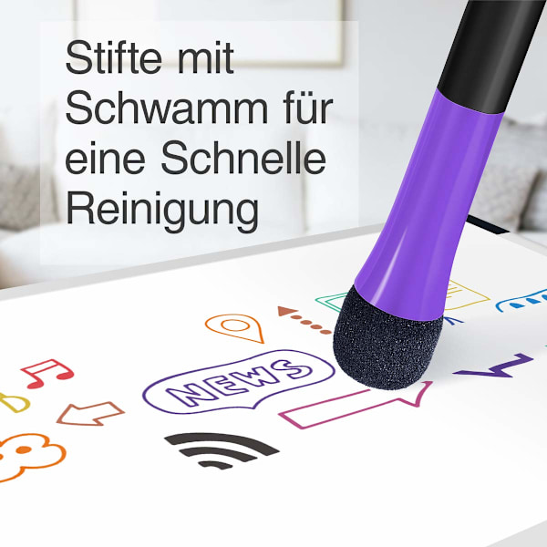 12 Magnetiska whiteboardpennor och suddset Färgade whiteboardmarkörer Raderbara torraderingsmarkörer Tunn whiteboardpenna Suddpenna för barn