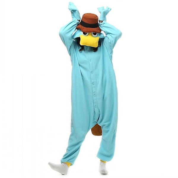 Unisex Perry Platypus Kostyymi Bodysuit Monster Cosplay Pyjama Aikuisten Pyjama Eläin Pyjama Bodysuit, L