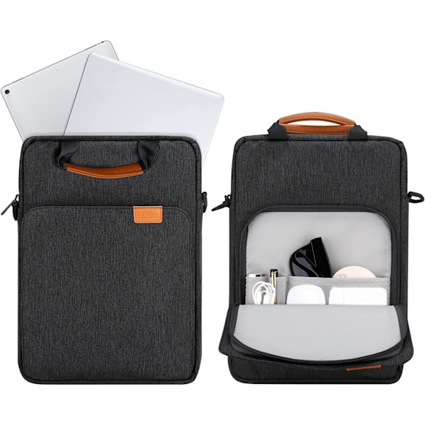 13 tommers Laptopveske med skulderstropp og håndtak, dataveske bæretaske for 13,3 Apple Macbook Air, Mac Pro med polstring