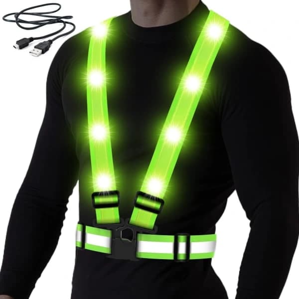 LED Refleksvest. USB Genopladelig Refleks Løbevest med