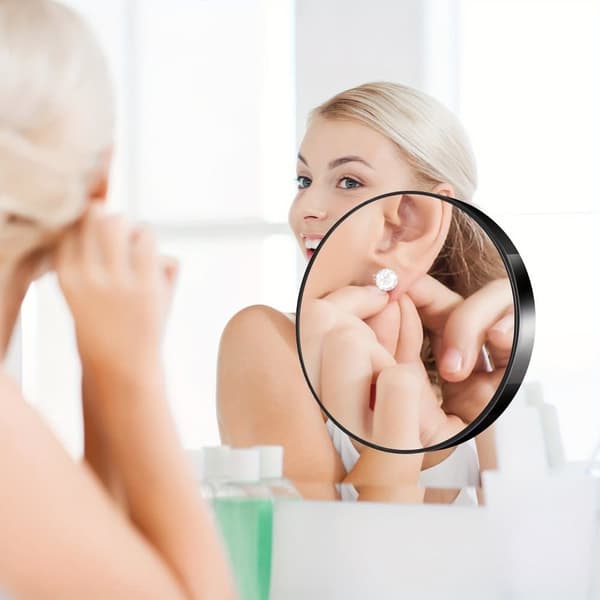Forstørrelsesspejl 50X – Sugekop & Pincet, Perfekt til Præcisionsmakeup og Hårfjerning sort black