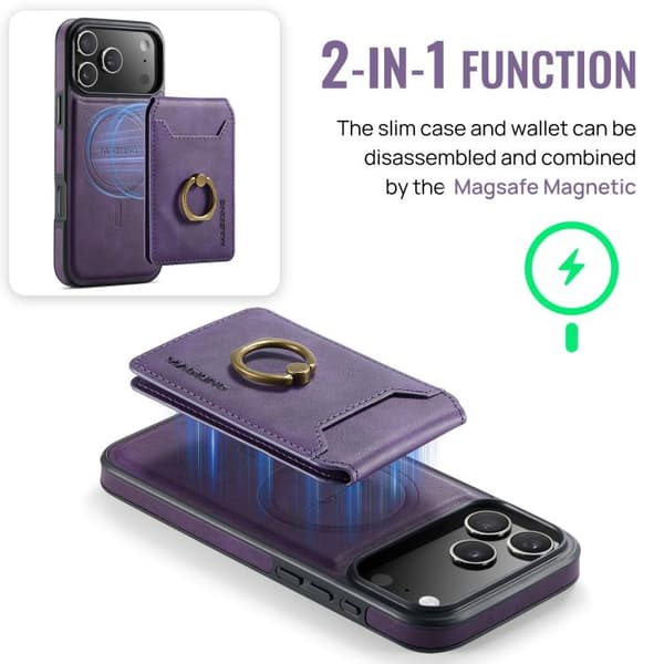 iPhone 17 Pro Case with MAGKING K1 MagSafe Detachable Wallet and RFID Purpur