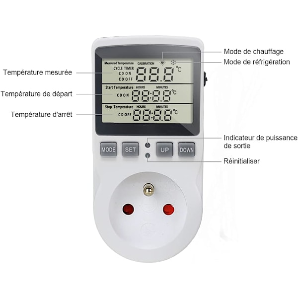 Digital termostatkontakt med temperaturstyring til opvarmning og køling med sensor, LCD-kontakt temperaturstyring timer