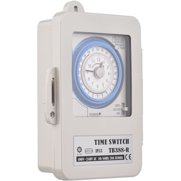 24 timmars mekanisk timer 15 minuters timer Timer IP53 Skyddsklass med batteri TB388R AC100-240V Grå
