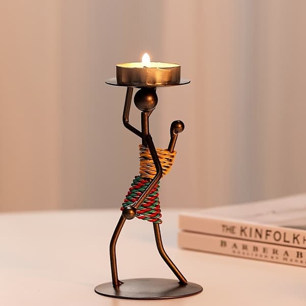 Kreative lysestaker i metall for aromaterapi og borddekorasjon 2 candle holder