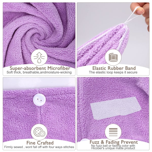 5PK Mikrofiber Hårhåndkle Superabsorberende Twist Turban Tørr