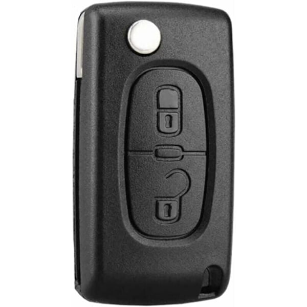 Knappar Nøkkelhus kompatibel CE0523 Folding Flip Nøkkel for Peugeot 207 307 308 407 408 3008 5008 Citroen C2 C3 C4 C5 C6 C8 (2 knapper, CE0523)