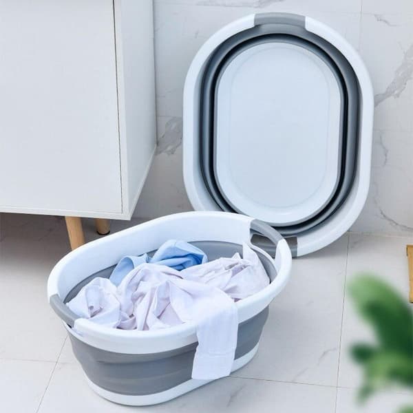 Silicone Folding Laundry Basket - Collapsible Laundry Hamper - Space-Saving 25L Laundry Basket