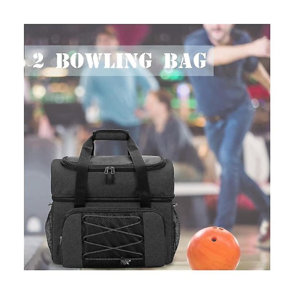 Bowlingbollsväska, 2 bollar Bowlingväska med löstagbar vadderad kudde och bollhållare