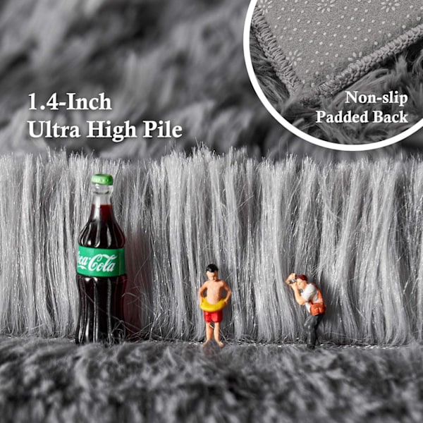 Fluffy Maskinvaskbart Områdeteppe Innendørs Ultra Mykt Shag Områdeteppe-X71-