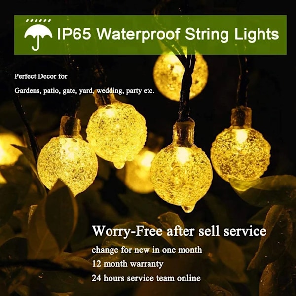 1/2/4 stk Solcelledrevne Lysstrenge Udendørs 60 LED Krystal Globe Lys Med 8 Tilstande Vandafvisende Solenergi Terrasselys Til Have Multifarvet