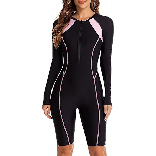 Dame One Piece Boyleg Sportsbadedragter Langærmet Badedragt UV-Beskyttelse Rash Guard Surfing Dykkerdragt Atletisk Badedragt_ll Farve 04-FQ5- Color 04 XXL