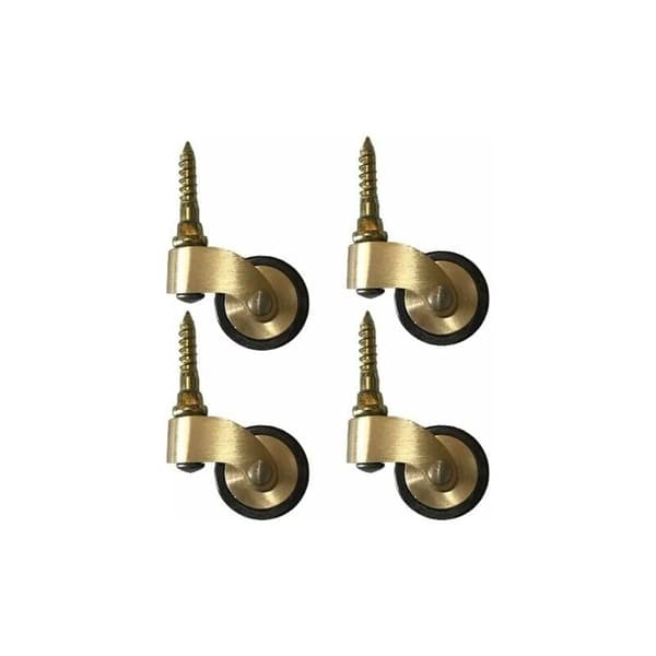 Solid brass furniture casters, wheels 25 mm, load capacity 150 kg, with threaded stem, suitable for piano legs, sofas, tables, 4 pieces