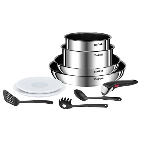 TEFAL INGENIO Köksset 10 delar, Stekpannor, Kastruller, Induktion, Rostfritt stål, Non-stick beläggning, Emotion L897AS04