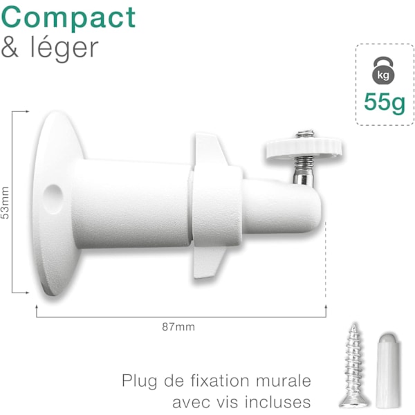 2x Veggfeste for kamera med 1/4\" gjenge for Eufy eufyCam 3, 3C, 2, 2C, 2C Pro, 1, E-FQ2-