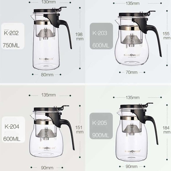 Tekanne Varmebestandig Glass Teservis, Kapasitet: 600ml [kk]