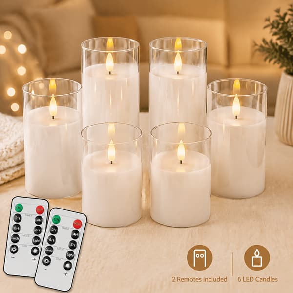 LED Flammefritt Lys med Fjernkontroll og Timer for Hjemmedekorasjon 6+2pcs Remote