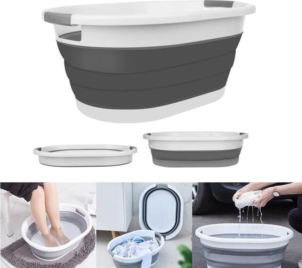 Silicone Folding Laundry Basket - Collapsible Laundry Hamper - Space-Saving 25L Laundry Basket