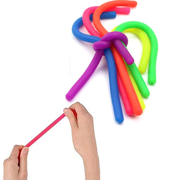 6 stk. elastiske snor-fidget-sensoriske leker for stresslindring og klem-motstand